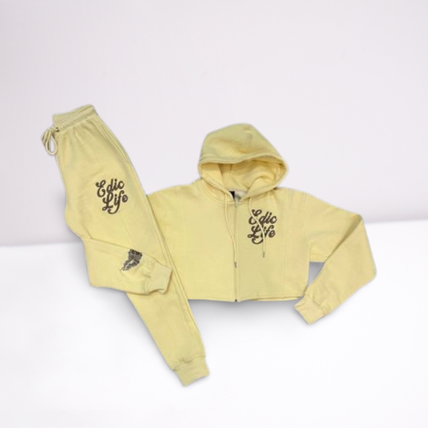 Edicius Cream Corp Hoodie Sweatsuit